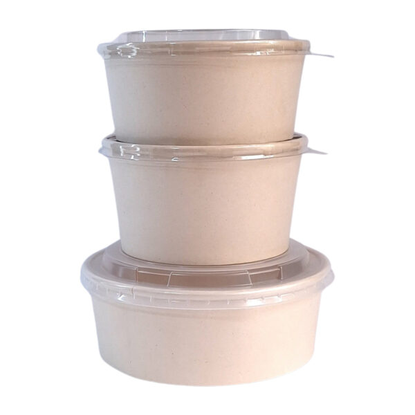 Bowl de Caña de Azúcar Compostable - 32 onzas - CON TAPAS x 25 Unidades - Imagen 3