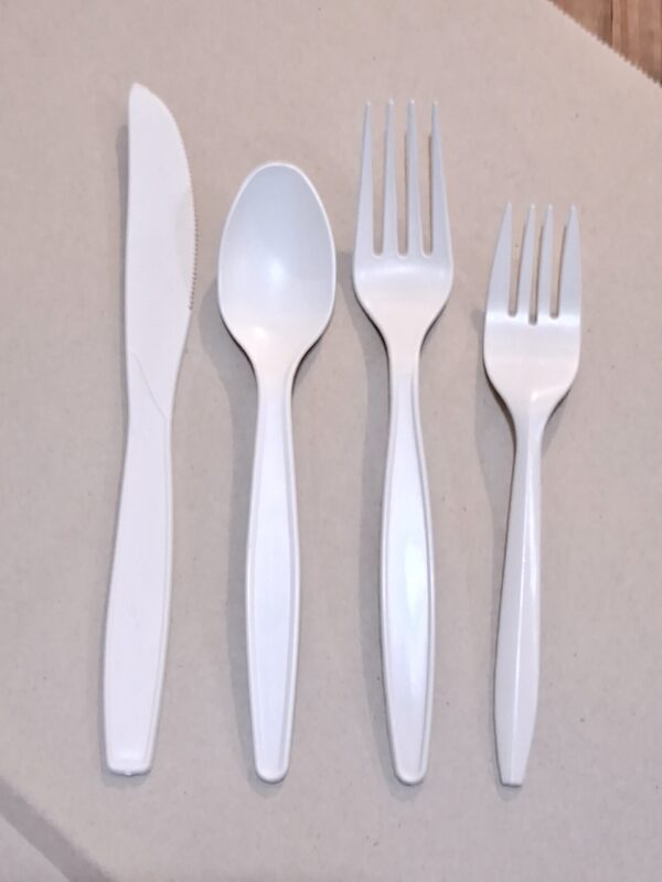 tenedor compostable de maíz, pequeño, postre, desechable, no plastico