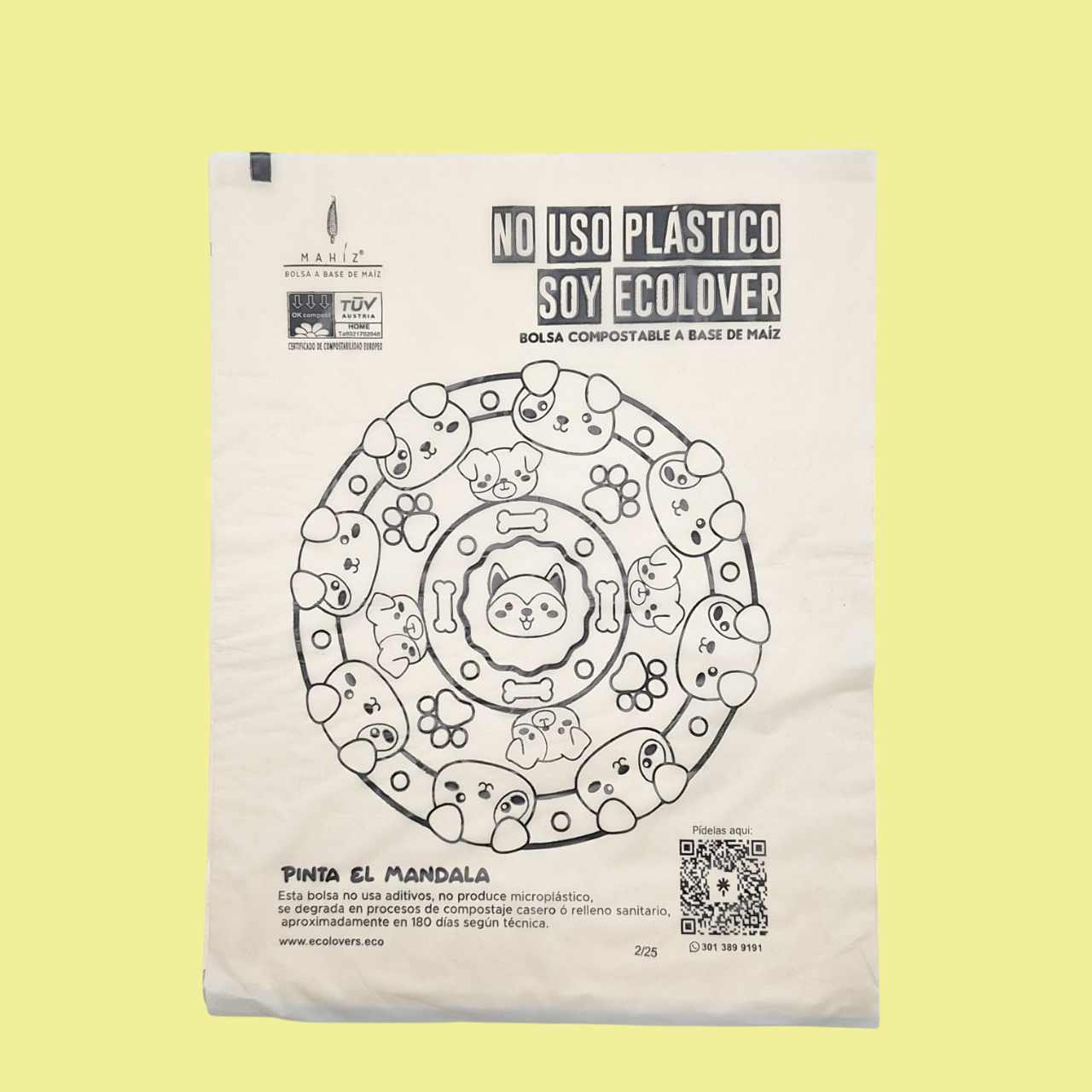 bolsa ecológica mascotas , bolsa de maíz