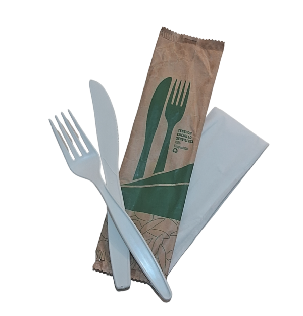 cubiertos compostables de maíz, desechable, no plastico