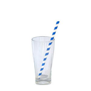 Pitillo de Papel Corto Espiral Blanco Azul - (8mm x 19,7cm)