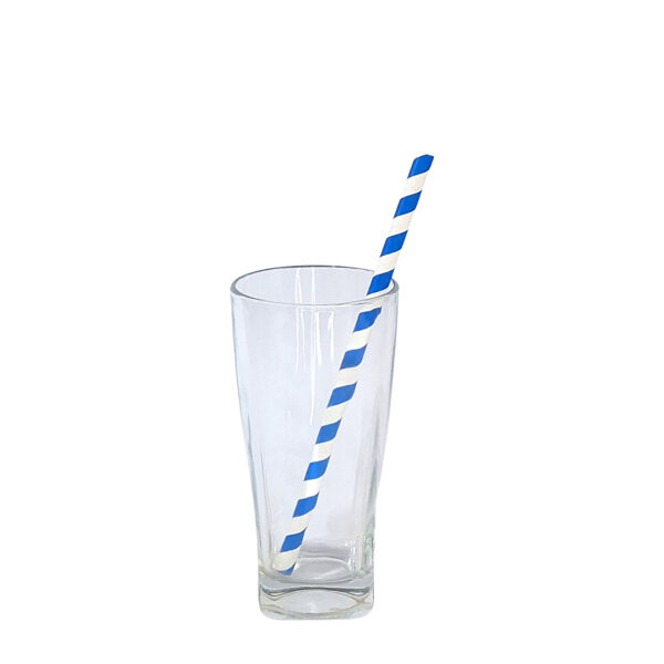Pitillo de Papel Corto Espiral Blanco Azul - (8mm x 19,7cm)