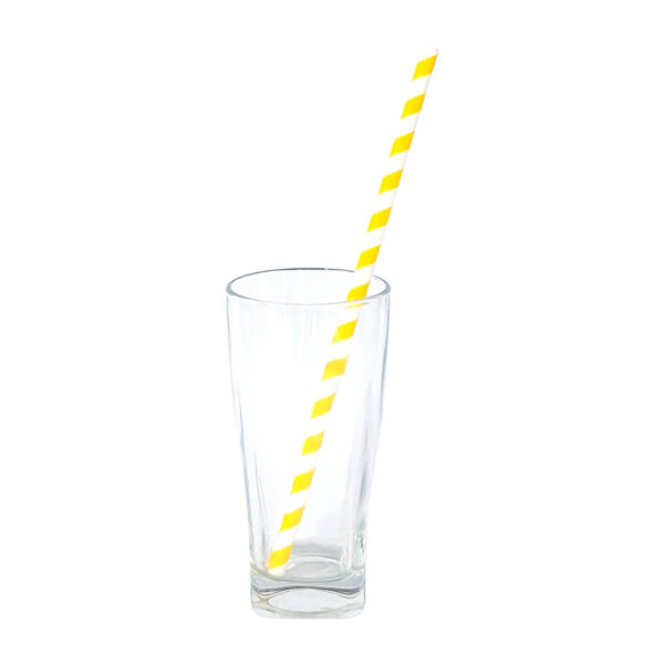 Pitillo de Papel Largo Espiral Blanco Amarillo - (8mm x 25cm)