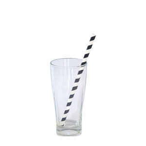 Pitillo de Papel Corto Espiral Blanco Negro - (8mm x 19,7cm)