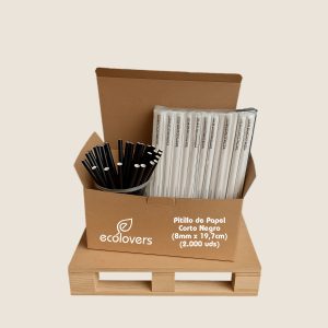 Pitillo de Papel Corto Negro (8mm x 19,7cm) (2.000 uds)