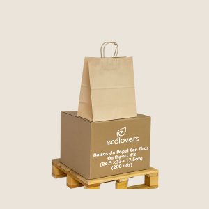 Bolsas de Papel Con Tiras Earthpact #2 (26.5x33+17.5cm) (200 uds)