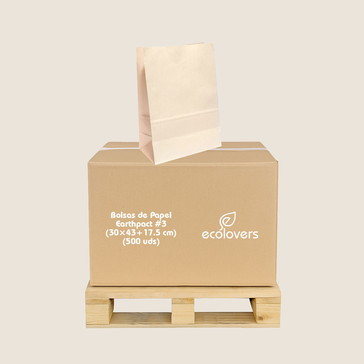 Bolsas de Papel Earthpact #3 (30x43+17.5 cm) (500 uds)