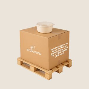 Bowl Ecológico de Caña de Azúcar Compostable - 26 Oz - CON TAPAS (300 uds)