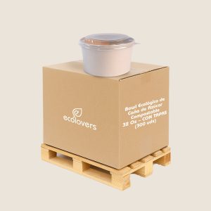 Bowl Ecológico de Caña de Azúcar Compostable - 32 Oz - CON TAPAS (300 uds)