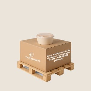 Bowl Ecológico de Caña de Azúcar Compostable - 44 Oz - CON TAPAS (300 uds)