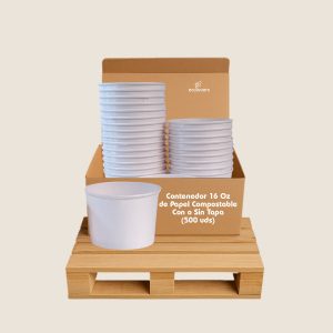 Contenedor 16 onzas de Papel Compostable - Con o Sin Tapa (500 uds)