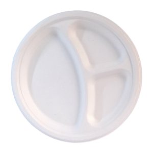 Plato Redondo 3 Divisiones Compostable #10 26cm (500 uds)