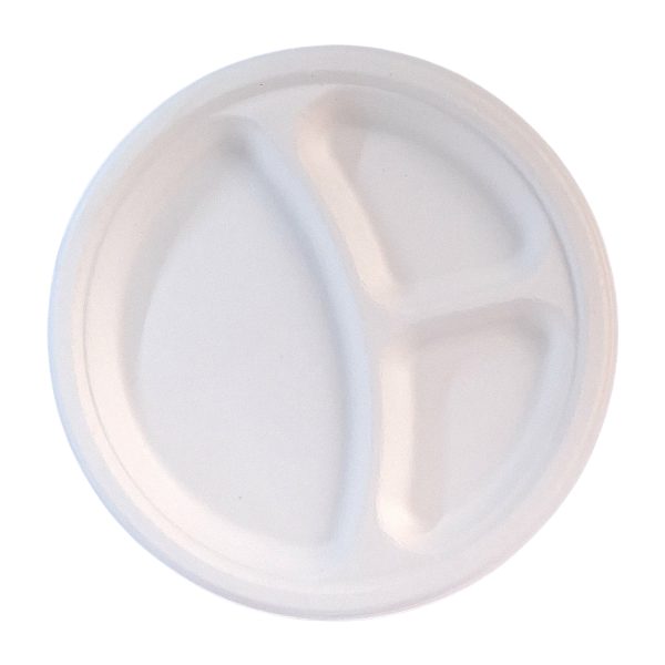 Plato Redondo 3 Divisiones Compostable #10 26cm (500 uds)